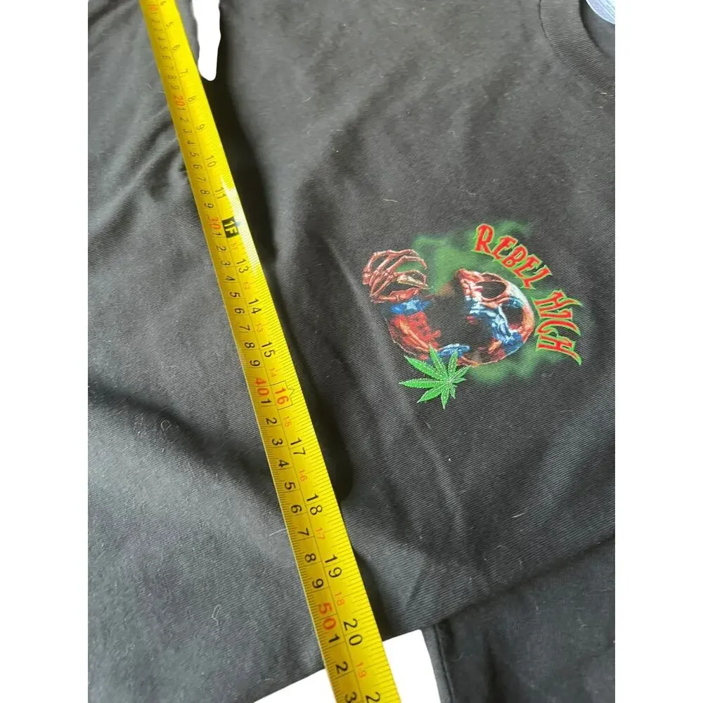 VINTAGE DELTA REBEL TIL I DIE SKULL T SHIRT GUNJA WEED Size L